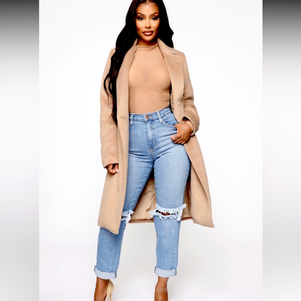 long taupe trenchcoat from fashion nova.  never worn; brand new.